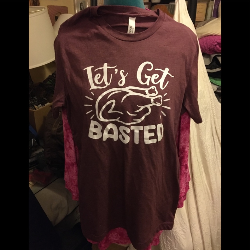 Let’s Get Basted Women’s T-shirt Dark Mauve Medium New Condition